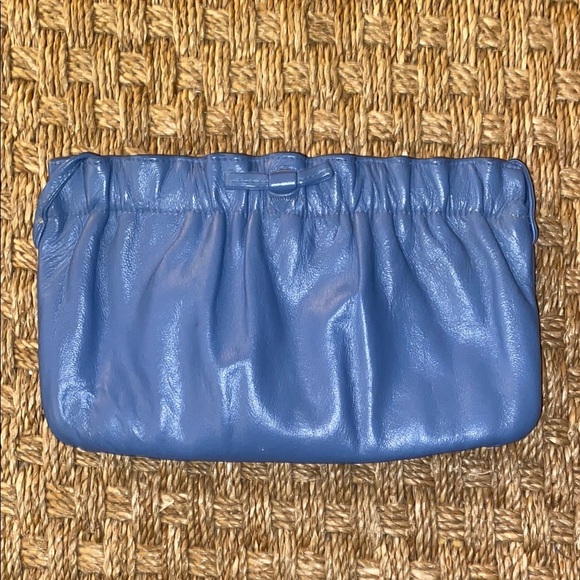 Vintage Blue Clutch Bag with Optional Strap and bow - Picture 1 of 7